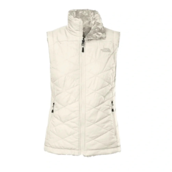The North Face Reversible Mossbud Insulated Puffer Vest Beige Cream Size XS - Picture 1 of 14